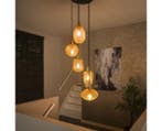 Hanglamp 5L V-shape pattern getrapt - Amber color glas, Ophalen of Verzenden, Nieuw