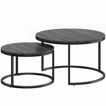 Modern Koffietafel 2-Delig Set, Stapelbare Bijzettafels Met, Verzenden, Nieuw