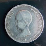 Spanje. Alfonso XIII. 5 Pesetas 1891 PGM (Zonder