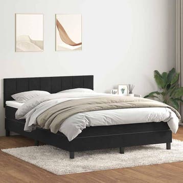 vidaXL Boxspring met matras fluweel zwart 160x210 cm, Huis en Inrichting, Slaapkamer | Bedden, Verzenden, Nieuw, Zwart, Stof