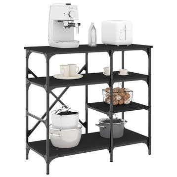 vidaXL Bakkersrek 90x40x84 cm bewerkt hout en metaal zwart, Verzenden, Nieuw