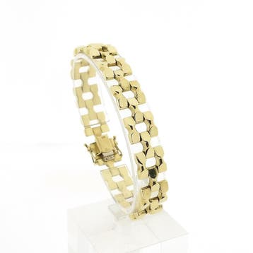 Gouden Bismarck schakelarmband, Sieraden, Tassen en Uiterlijk, Armbanden, Ophalen of Verzenden, Gebruikt, Goud, Goud