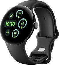 Google Pixel Watch 3 45 mm matzwart op sportbandje obsidiaan, Verzenden, Zo goed als nieuw