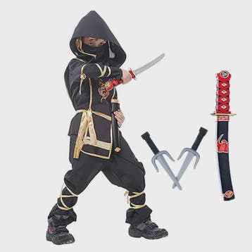 Stoer Zwart Ninja Kostuum voor Kinderen met Accessoires - Pe, Verzenden