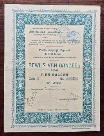Nederland. 10 Gulden - 1915 Noordzeebad Terschelling
