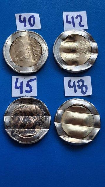 Europa. 2 Euro 2000/2013 (4 coins with cancellation marks)