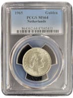 Koningin Juliana zilveren 1 gulden 1965 MS64 PCGS, Postzegels en Munten, Munten | Nederland, 1 gulden, Koningin Juliana, Verzenden
