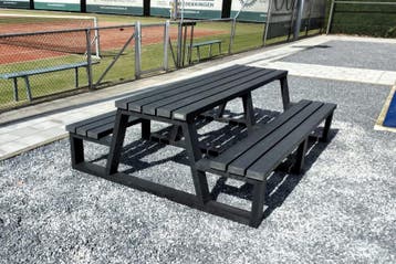 Rockwood® Picknicktafel Larix - Zwaar Kunststof - Ural Black, Ophalen of Verzenden, Nieuw, Rechthoekig, Hout