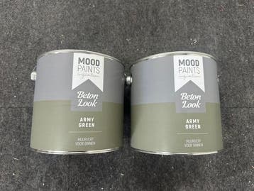 Veiling - 2x Moodpaints muurverf betonlook Army Green 2,5L, Doe-het-zelf en Verbouw, Nieuw