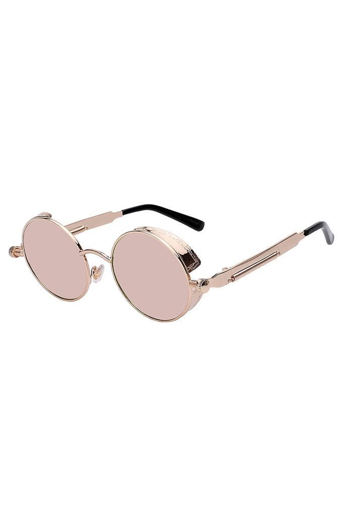 KIMU® Ronde Zonnebril Steampunk Vintage Roségoud Montuur Ron, Sieraden, Tassen en Uiterlijk, Zonnebrillen en Brillen | Dames, Roze
