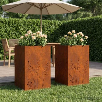 vidaXL Plantenbak 2 st Roestkleurig 50 x 50 x 75 cm weervast, Verzenden, Minder dan 60 cm, Nieuw, Metaal