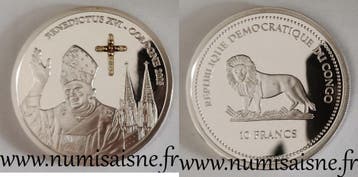Congo Kongo Km 172 10 Francs 2005 Papst Benedikt Xvi In K..., Verzenden
