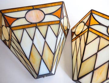 Wandlamp (2) - Glas, Lood - Massive-Tifanny-stijl, Antiek en Kunst