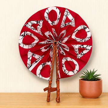 Afrikaanse handwaaier - Ankara print waaier - Rood Wit Anson, Ophalen of Verzenden, Nieuw