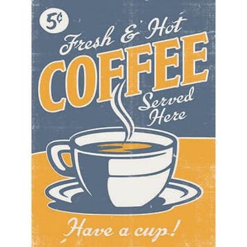 Wandbord - Fresh Hot Coffee Served Here, Ophalen of Verzenden, Nieuw