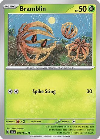 Bramblin 020/162 reverse holo Temporal forces, Hobby en Vrije tijd, Verzamelkaartspellen | Pokémon, Losse kaart, Nieuw, Foil, Ophalen of Verzenden