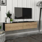 [en.casa] Tv-meubel Toivakka zwevend 135x31x25 cm zwart en e, Huis en Inrichting, Kasten | Dressoirs, Verzenden, Nieuw