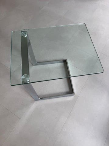Gebra - Bijzettafel - Glas, Roestvrij staal, Chroom