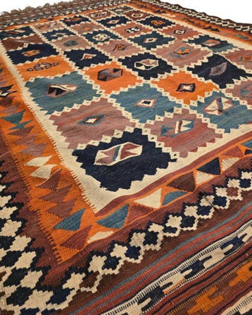 Antiek Kelim Karabach Azerbijan 270x180 wollen vloerkleed, 200 cm of meer, Kelim perzisch tapijt wollen vloerkleed Karabach Antiek 