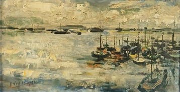 Frans Van Damme (1858-1925) - Boten in een haven