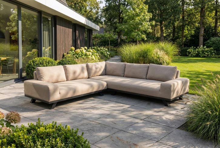 Barcelona hoekbank sunbrella loungeset - Taupe, Tuin en Terras, Tuinsets en Loungesets, Loungeset, Nieuw, Overige materialen, Verzenden