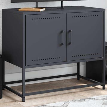 vidaXL Tv-meubel 68,5x39x60,5 cm staal antracietkleurig, Minder dan 50 cm, Verzenden, Nieuw, Metaal