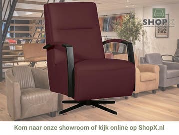 Leren draaifauteuil Award - Toledo Bordeaux (donkerrood) -, Huis en Inrichting, Nieuw, Ophalen of Verzenden, 50 tot 75 cm, Industrieel, Modern