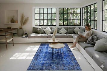 Blauwe vintage - Vloerkleed - 195 cm - 105 cm - met, Huis en Inrichting, Nieuw