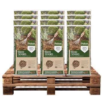 Boomschors pallet | 1260 L | Pokon (Natuurlijk, 15-40 mm), Tuin en Terras, Aarde en Mest, Verzenden