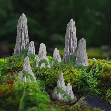 Set van 8 Decoratieve Rotsformaties met Mos voor Miniatuur L, Verzenden, Nieuw