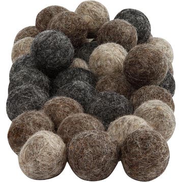 Wol kralen, d 20 mm, naturel, 64 stuk/ 1 doos, Nieuw