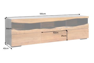 TV-bord GRAND ACACIA 180 cm, acaciahout met natuurlijke rand, Ophalen of Verzenden, Nieuw