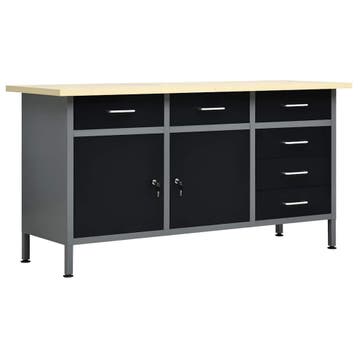 vidaXL Werkbank 160x60x85 cm staal zwart, Doe-het-zelf en Verbouw, Verzenden, Nieuw