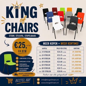 Nergens goedkoper: stapelbare kantine stoelen. Div. modellen, Ophalen of Verzenden, Nieuw, Kunststof, Vintage retro industrieel modern