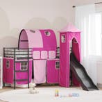 vidaXL Loftbed voor Kids Zwart en Roze 75 x 190 cm Metaal, Verzenden, Nieuw, Zwart, Metaal