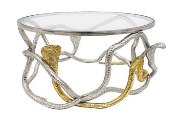 Salontafel COBRA 70 cm zilvergoud met glazen blad - 45742, Ophalen of Verzenden, Nieuw