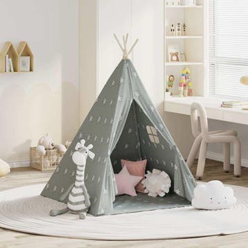 vidaXL Kindertipitent met tas 115x115x160 cm polyester grijs, Kinderen en Baby's, Verzenden, Nieuw