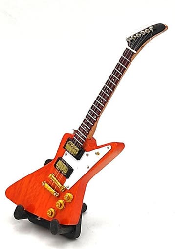 Baby miniatuur replica Gibson gitaar 15 cm - The Edge - U2, Ophalen of Verzenden, Nieuw, Pop, Beeldje of Miniatuur