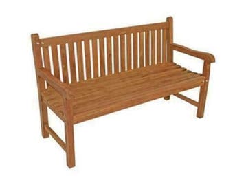 Lesli tuinbank teak rechte rug 150 cm, Nieuw, Hardhout, Bank