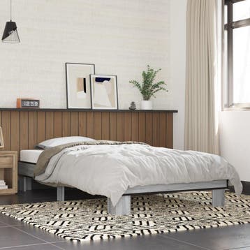 vidaXL Bedframe bewerkt hout en metaal grijs sonoma eiken, 90 cm, Eenpersoons, Verzenden, Nieuw