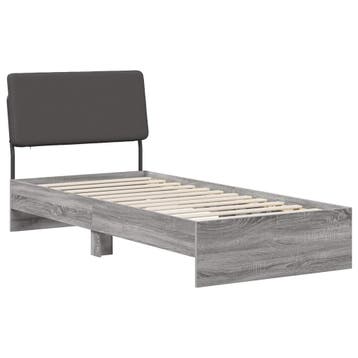 vidaXL Eenpersoonsbed met hoofdbord Grijs Sonoma en, Verzenden, Nieuw, Grijs, Hout