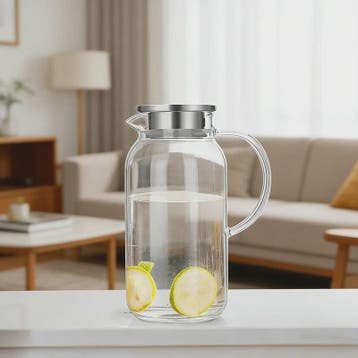 Glazen Waterkan 2.5L met Deksel - Hittebestendig Borosilicaa, Verzenden