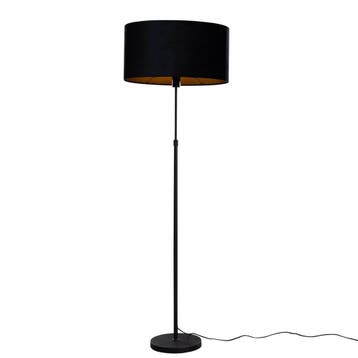 Vloerlamp zwart met ovale velours kap zwart 50cm - Parte, Huis en Inrichting, Verzenden, Nieuw, Modern