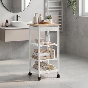 Serveerwagen Bolmanralu 76x37x37 cm wit naturel en zwart [en, Verzenden
