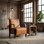 Leren fauteuil Glory - Vintage Cognac (cognac), Nieuw, Ophalen of Verzenden, 50 tot 75 cm, Industrieel, Modern