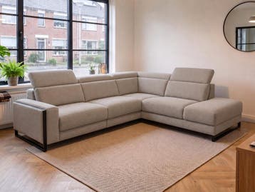 Hoekbank Meppel - hoekbanken - Taupe, Huis en Inrichting, Nieuw, 150 cm of meer, Stof, 250 tot 300 cm