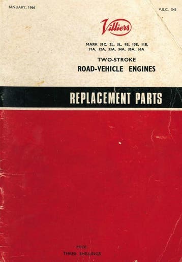 1966 - Villiers - Two-Stroke Road-Vehicle Engine Spare Parts, Motoren, Handleidingen en Instructieboekjes, Verzenden, Overige merken
