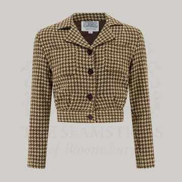 Utility Jacket in Brown Houndstooth, Verzenden, Nieuw