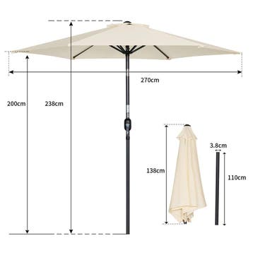 2dekans | Angel Living Parasol - Ø270 cm - Kantelbaar -, Ophalen of Verzenden, Zo goed als nieuw