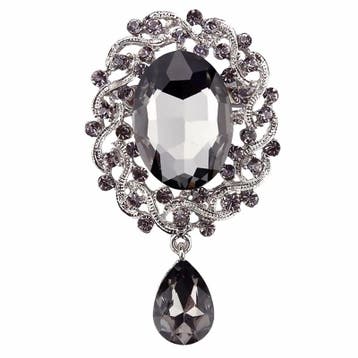 Fako Bijoux - Broche - Geslepen Glas - Grijs - 41x70mm -, Verzenden, Nieuw